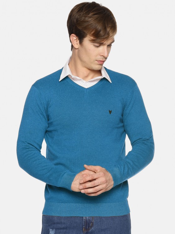 Royal Melange Solid V-Neck Sweater