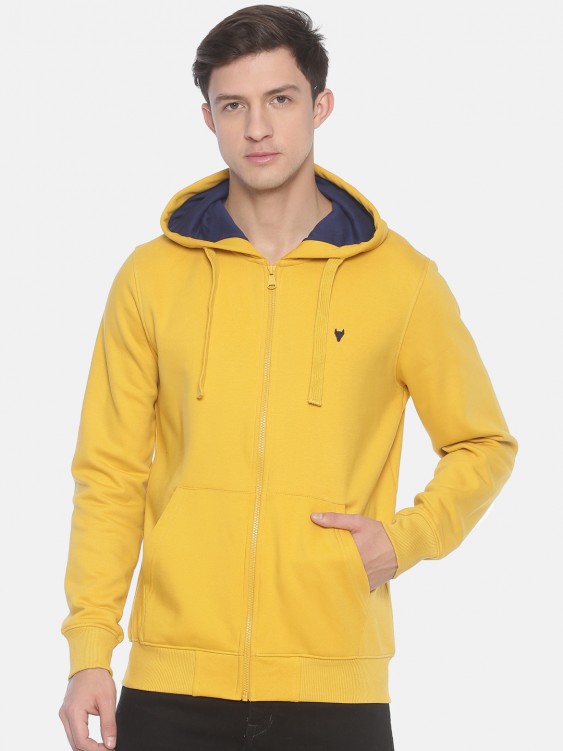 Lemon Curry Solid Hooded Sweatshirt