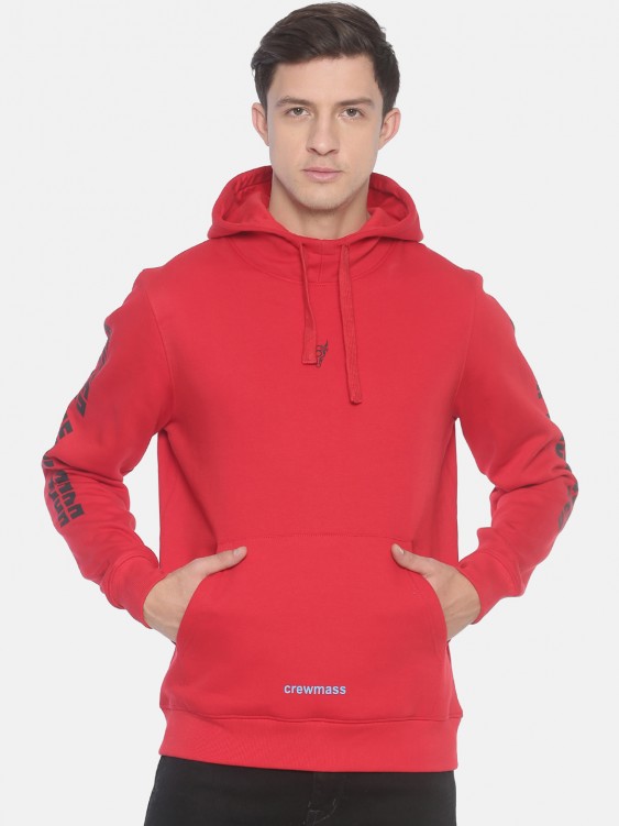 Red Printed Hooded Sweatshirt