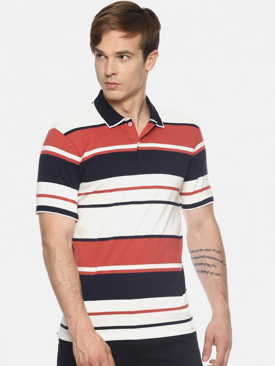 NAVY/RUST Polo stripe t-shirt