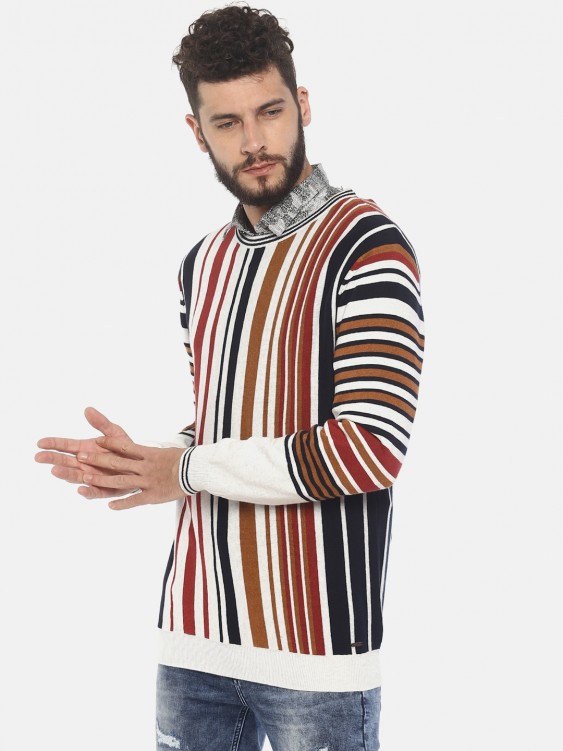 Multicolor Striped Round Neck Sweater