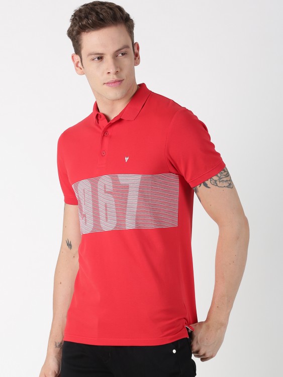 Red Color Polo Collar T-shirt