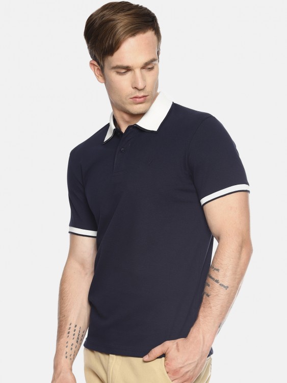 Navy Color Collar t-shirt