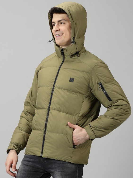 Green- Full Sleeve down filling Jacket with detachable hood