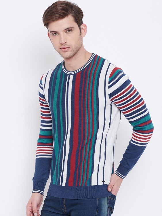 Multicolor Striped Round Neck Sweater