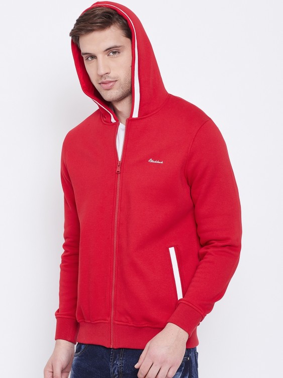Red Solid Hooded Sweatshirt