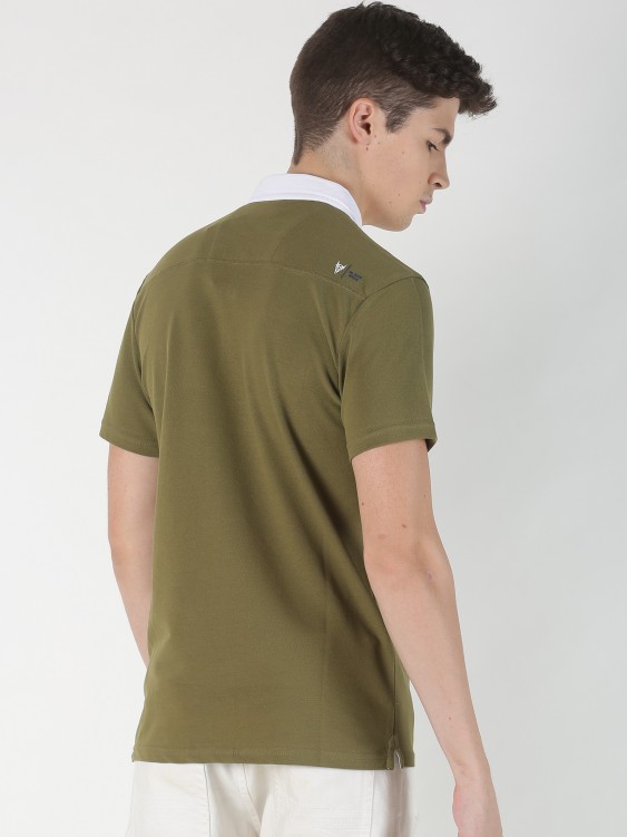 Olive color Collar T-shirt