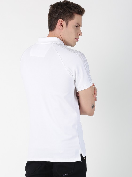 White Solid Polo Collar T-shirt